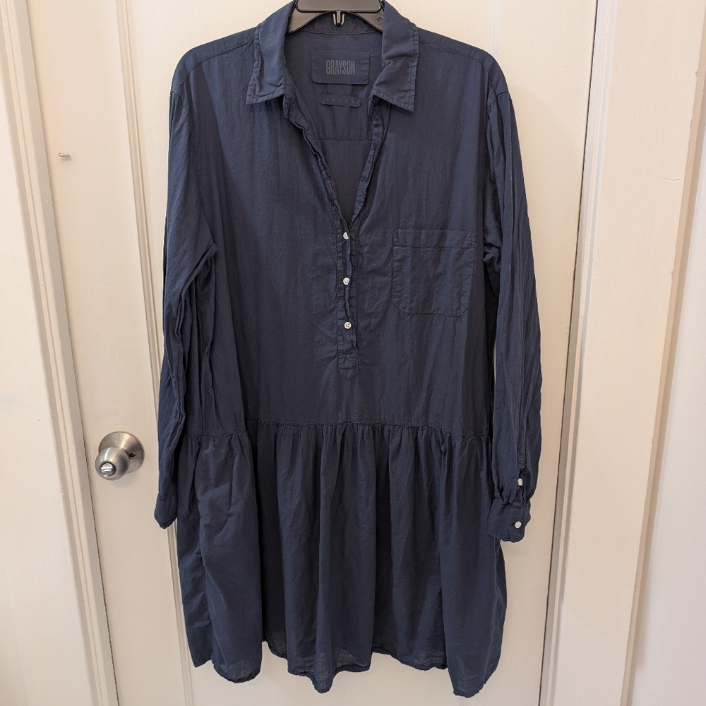 Grayson The Changemaker Navy Blue Shirt Dress Long Sleeve Relaxed Fit Size 05 XL